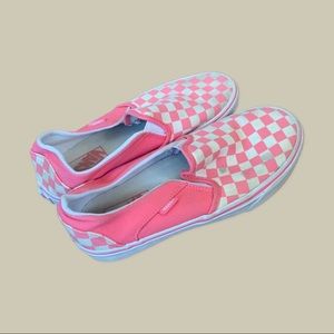 Vans pink checkers size 8 slip-ons